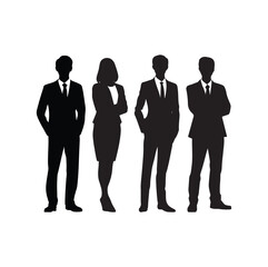 Business Team Silhouettes. Professional Men and Woman in Formal Attire Standing Confidently.