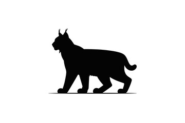 Lynx silhouette wild cat vector animal illustration