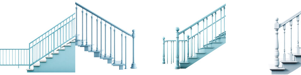 Elegant stairs with modern white and blue railing design
