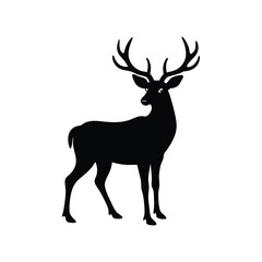 Majestic Silhouette of a Deer Elegant Black and White Wildlife Illustration