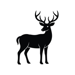 Majestic Black Silhouette of a Deer with Antlers