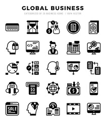 Simple Set of Global Business Related Vector Lineal Filled Icons.