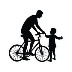 Father and Son Silhouette A Bike Ride Bonding Moment