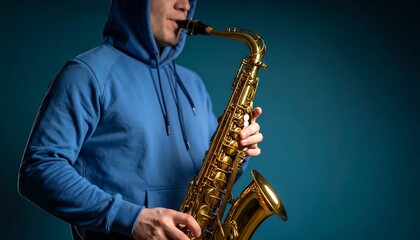 Fototapeta premium Saxophonist in artistic blurred portrait