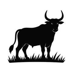 Majestic Bull Silhouette Powerful Farm Animal Vector Illustration
