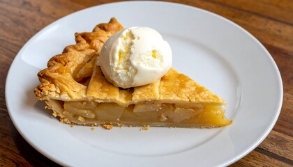 Warm Apple Pie Slice with Vanilla Ice Cream.