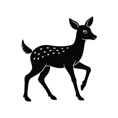 Elegant Black Silhouette of a Fawn Wildlife Illustration