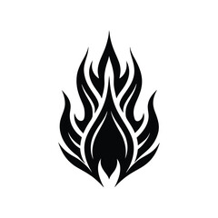 Abstract Tribal Flame Design Black and White Vector Graphic