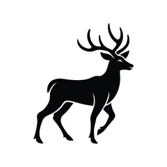 Majestic Stag Silhouette Elegant Black and White Deer Illustration