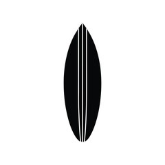 Surfboard Icon Black and White Silhouette Illustration