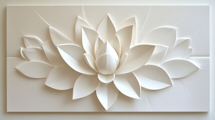 Ornate white lotus flower bas-relief design.