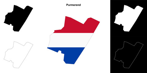 Purmerend blank outline map set