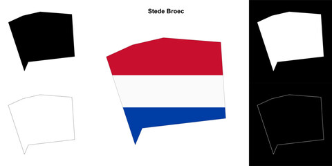 Stede Broec blank outline map set