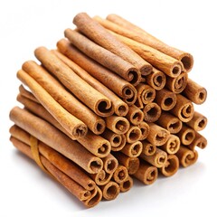 cinnamon sticks on white background