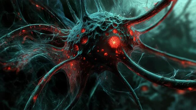 An image of a demonic creature with red eyes
