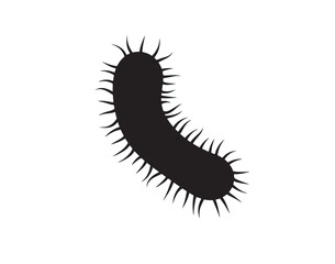 Black Stylized Bacterium Illustration with Spiky Hair-Like Structures