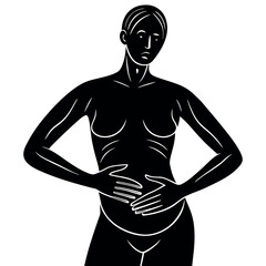 Fototapeta premium Solid Silhouette of Body with Stomach Pain Highlight
