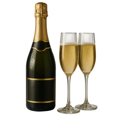 bottle of champagne isolated on transparent or white background png