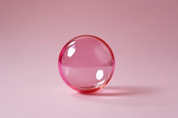 Gum bubble perfectly round against pink tones