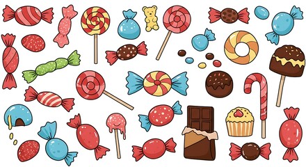 Colorful candy collection illustration
