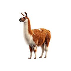 Majestic Llama Profile View of a Brown and White Llama against a transparent background