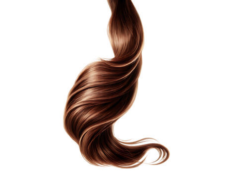 A long, brown hair floating in the air,isolated  on a white background PNG