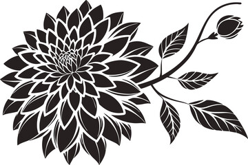 Dahlia Flower Set Design for Digital Crafts. Elegant Dahlia Flower Design Set for Printing. Dahlia Flower Set Design for Cricut and DIY Projects