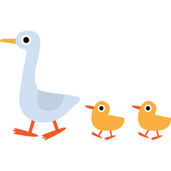 Cartoon Goose with Two Goslings element Illustration 