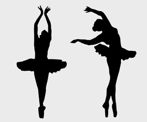 Ballet Dancing Silhouettes. Dance ballet silhouettes. Dancer woman people. Female ballerina recital silhouette. Set of dance ballet silhouette illustrations. Female ballet dancing