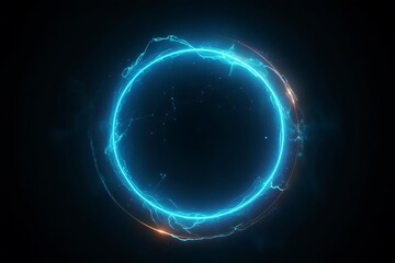 Obraz premium Abstract blue energy circle glowing in dark background