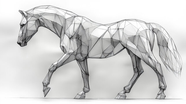 horse one line drawing bold sketch