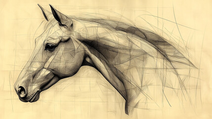 horse one line drawing bold sketch