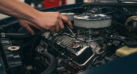 Mekanik Memperbaiki Mesin Mobil di Bengkel