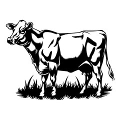 Set of black cow and calf silhouettes in various poses and profiles, isolated on white background. Ideal for farming, livestock, or agricultural design themes.