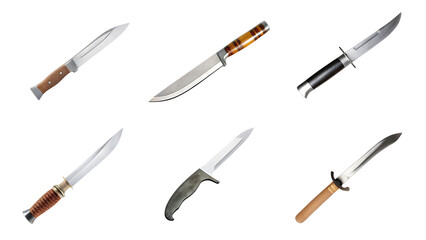 Knife and cleaver collection isolated on white background PNG 