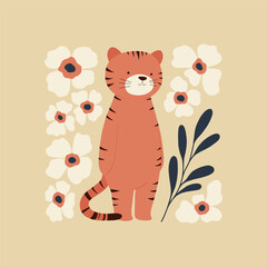 Abstract Childrens Room. Modern trendy Kids minimal style. Hand drawn design for wallpaper, wall decor, print, postcard, cover, template, banner.