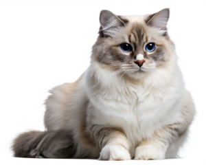 Rag doll cat full body shot on white background PNG 