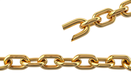 gold golden chain breaking horizontal isolated on white background PNG 