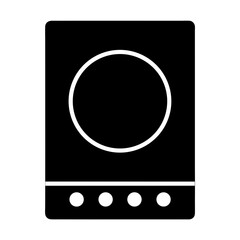 Black and white image of a portable electric induction cooktop stove