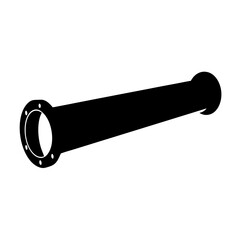 Detailed black silhouette image of a pipe with flange on one end