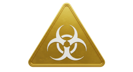 Isolated Golden Biohazard Symbol Warning Sign