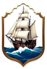 Historical sailing ship with full sails ocean artwork high resolution image