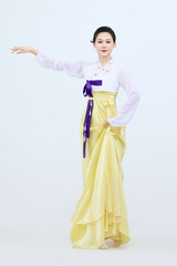 Beautiful dancers performing traditional Korean dance in Yanbian, China
