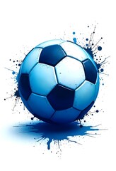 Fototapeta premium Artistic soccer ball illustration with blue paint splash background high resolution picture