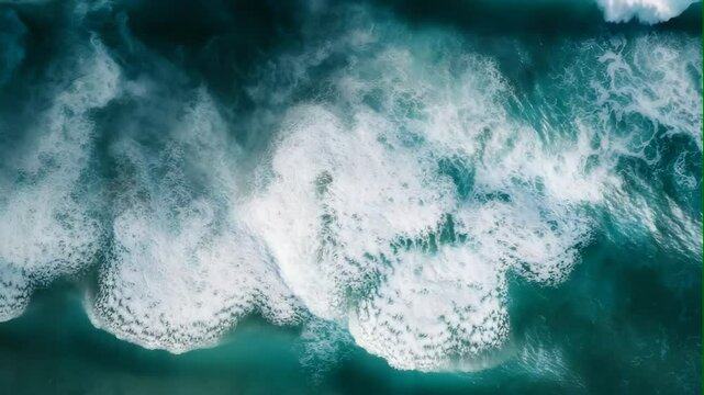Aerial View of Crashing Ocean Waves
