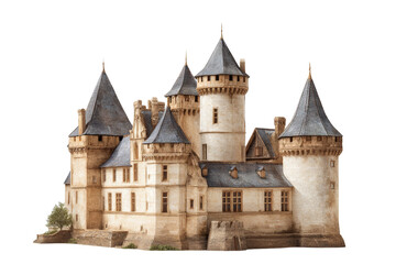 Obraz premium [Transparent Background PNG]Medieval European Castle Illustration