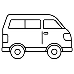 Vector cartoon van, truck, or bus icon illustration for vehicle transport design