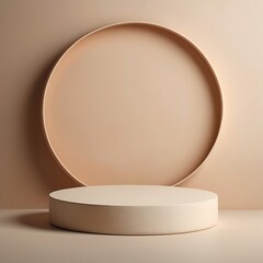Minimalist Beige Product Display Stand Oval Background