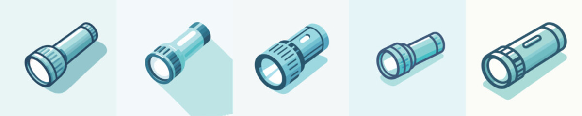 Modern Vector Flashlight Icon – Flat Style Emergency Torch Design