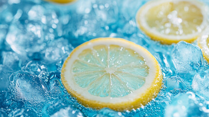 Refreshing Lemon Slices in Iced Water Summer Drink